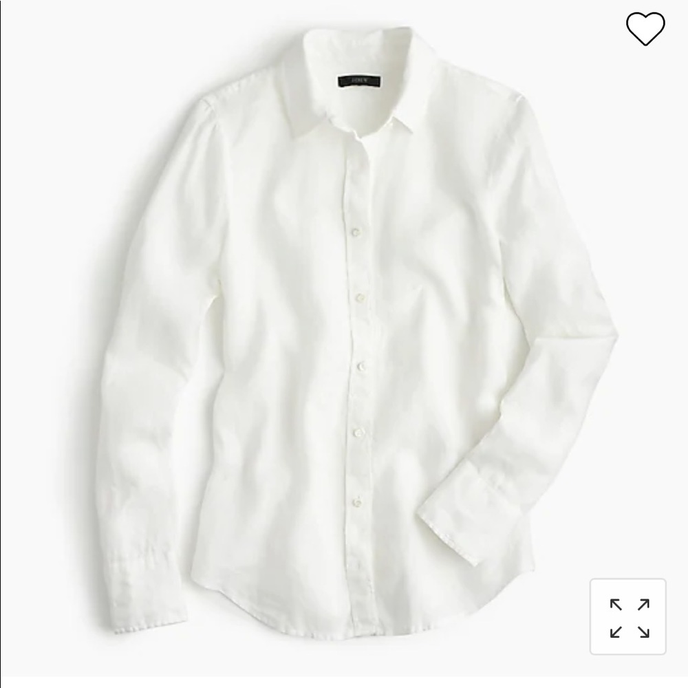 J. Crew Baird McNutt Irish linen perfect fit long sleeve button down in white.